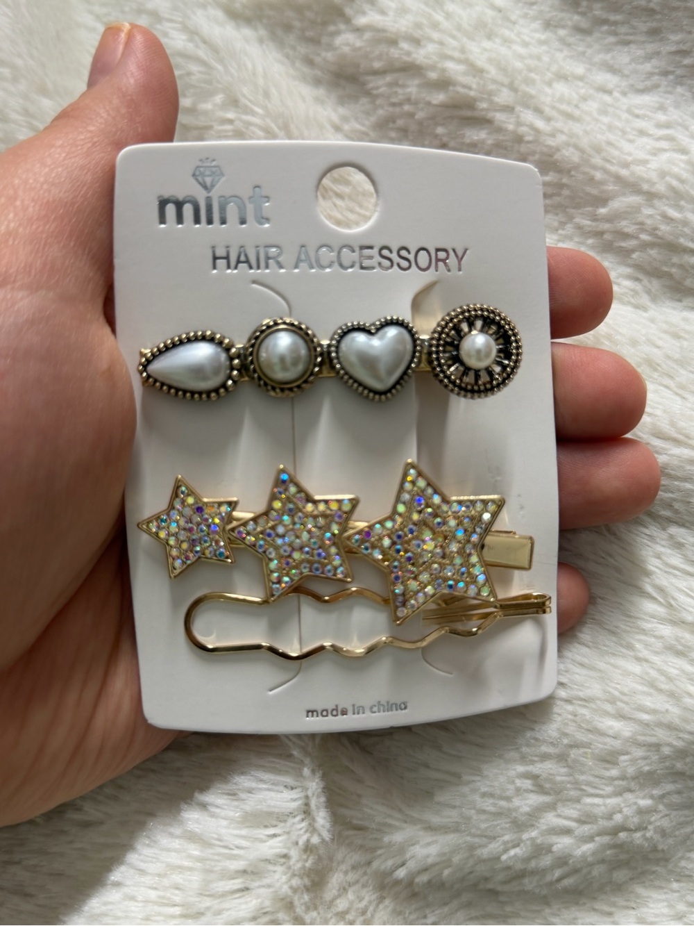 Mint Girls' Gold Pearl & Sparkle Star Hair Clip Set